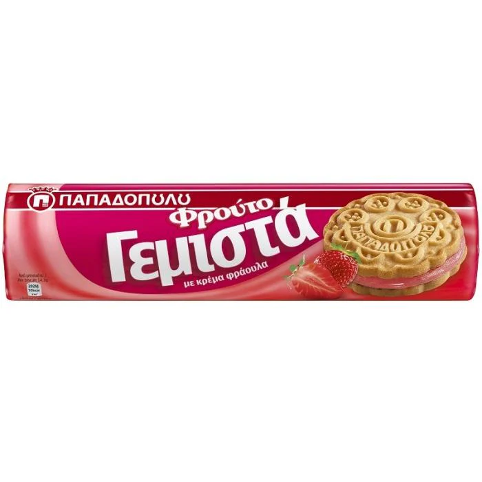 Papadopoulou-Gemista-Biscuits-Strawberry-200g_2048x Papadopoulou Gemista aardbeien 200 gr - Afbeelding 1